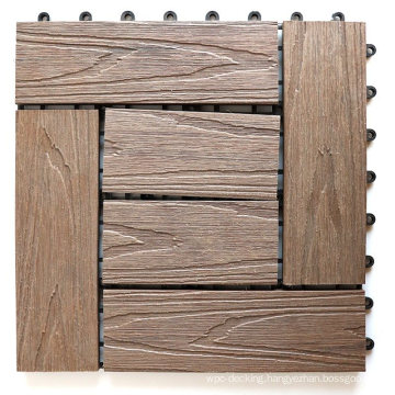 Deep Embossed 3D Wood Floor Tile WPC Composite Interlocking DIY Snap Tile